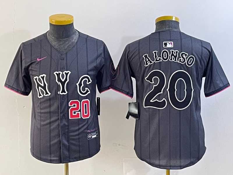 Youth New York Mets #20 Pete Alonso Number Grey 2024 City Connect Cool Base Stitched Jerseys->mlb youth jerseys->MLB Jersey